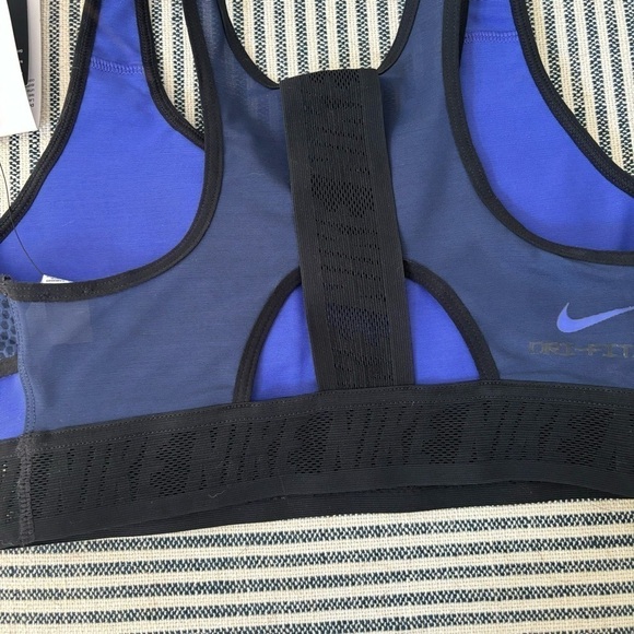 Women’s Nike Dri-Fit Blue Black Medium Support Athletic Swoosh Sports Bra Size S - Picture 5 of 6